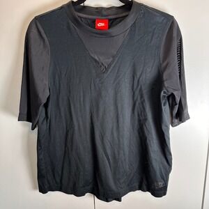 Nike Women's Black Short Sleeve Top Mesh‎ Detail Athletic Activewear